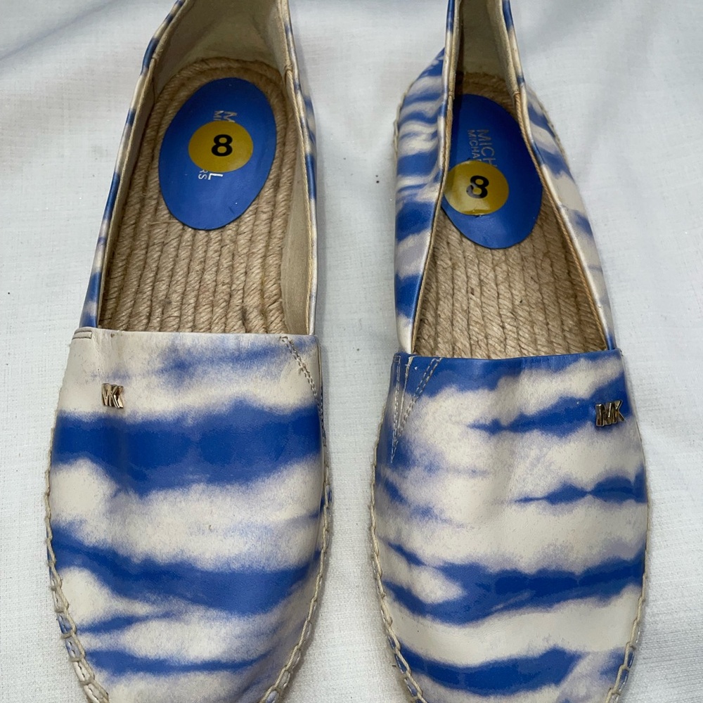 Blue and White Espadrille Flats